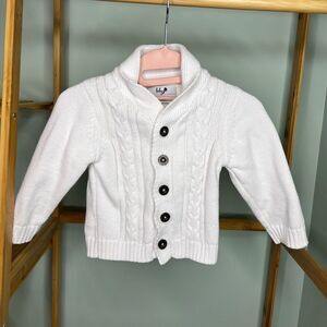Baby 6-12months White, Button-down Knit Cardigan